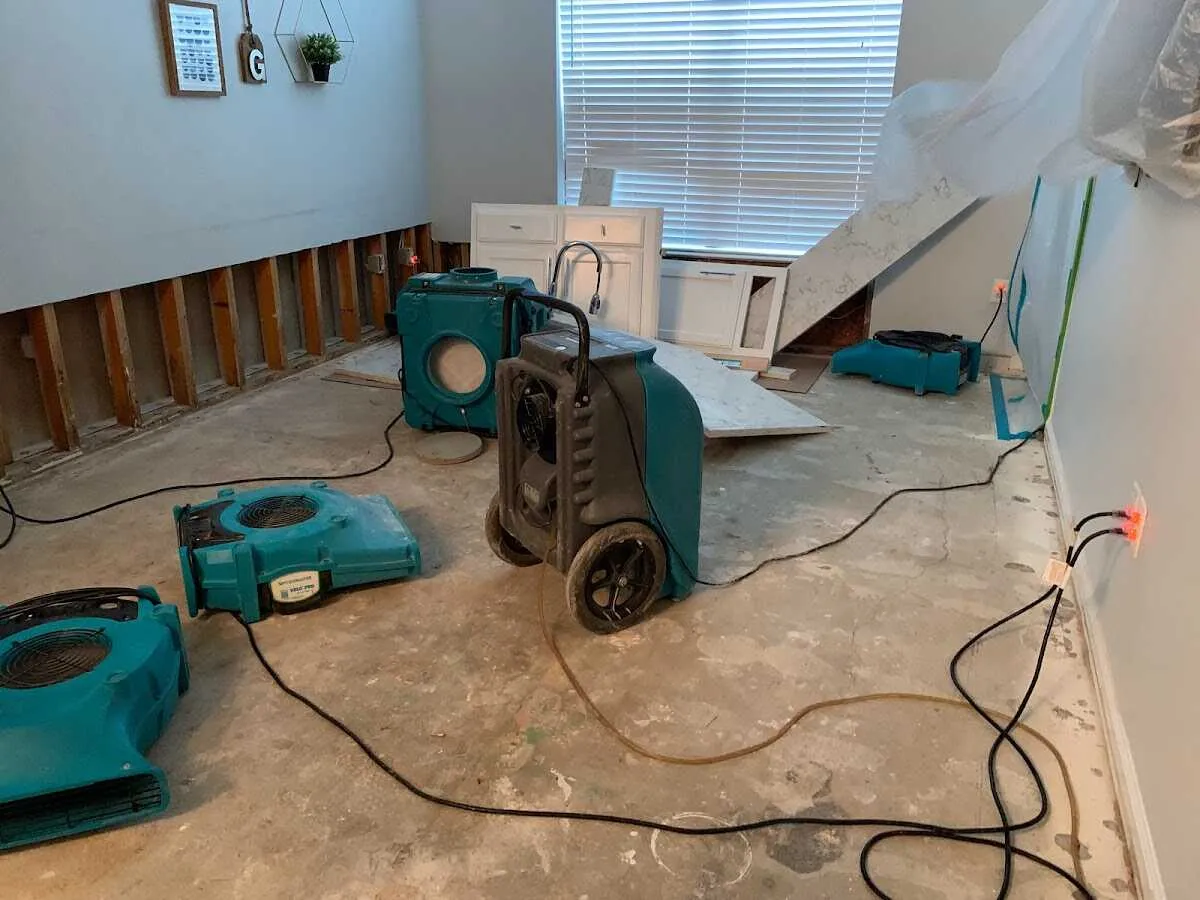 Dehumidifier in flood-cut room for Water Damage Restoration in Sans Souci